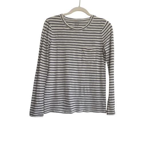 Madewell Blue Stripped Long Sleeve Pocket t - Size Small - Picture 2 of 8